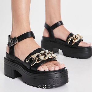 ASOS Chunky Block Sandal With Gold Chain